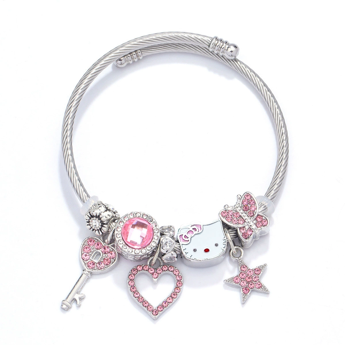 Браслет (Panjia) DIY с крупными отверстиями и подвесками в стиле Hello Kitty, 9×7×3 см