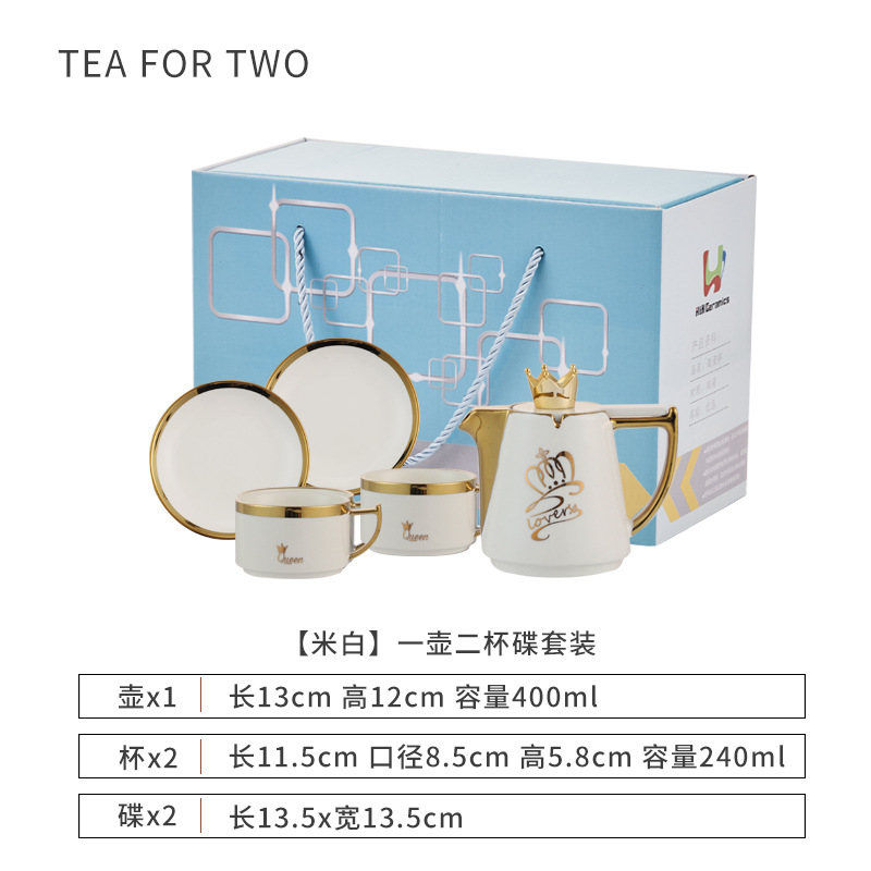 Tetera casa de estilo Nórdico juego té cerámica con la mano regalo Taza Té corona pareja juego apoyo logo taza café