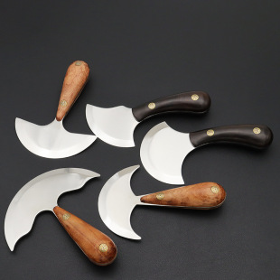American style cutting and thinning knife semicircle black cloud powder steel sandalwood handle integrated keel professional diy leather tool