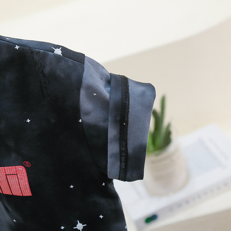 7821 Camiseta de manga corta de verano para niños 2025 nuevo estilo estilo occidental chico guapo rosa tie-dye media manga t top bebé