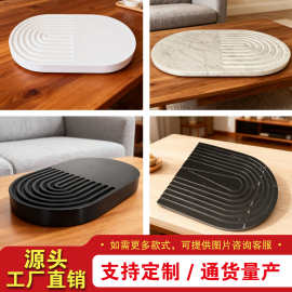 简约现代售楼处黑色托盘摆件软装饰品样板房间客厅茶几水杯收纳盘