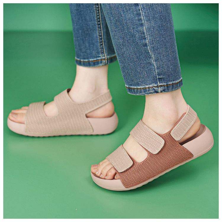 Dép sandal nữ quai chữ V đế mềm, quai dán đi biển — màu đen, màu hồng, màu kaki, màu mơ chi tiết 17