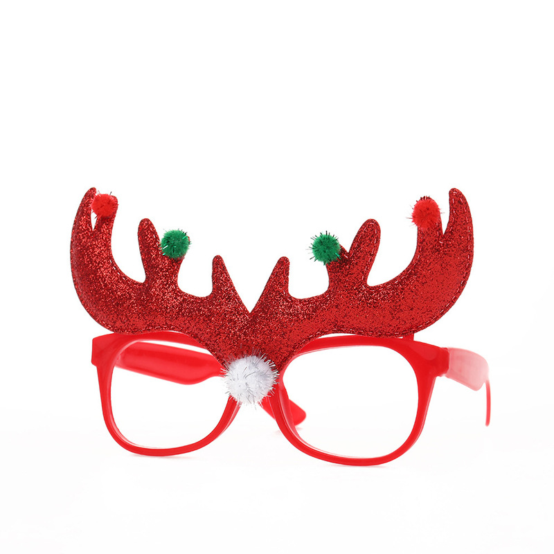 クリスマスクリエイティブ鹿の角メガネフレーム クリスマスパーティー装飾 クリスマス小道具 ホリデー用品 パーティーメガネフレーム|undefined