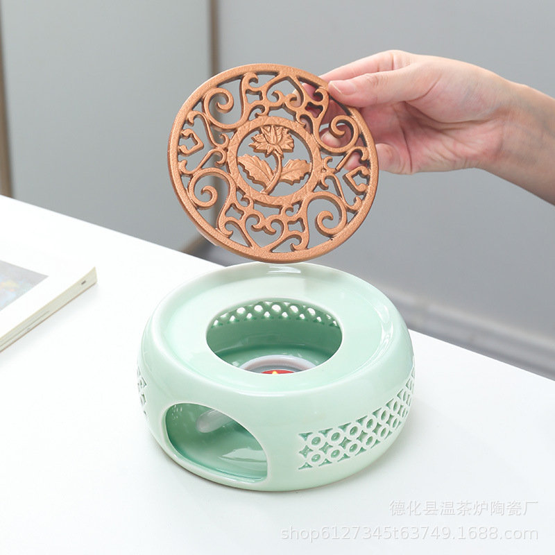 Té estufa vela restaurante Hotel hogar base de cerámica chino hueco aislamiento calefacción vidrio fruta flor tetera