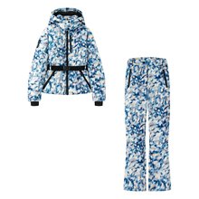 2025冬季欧美风时尚拉链饰系腰带连帽羽绒棉服+长裤套装女Y25099