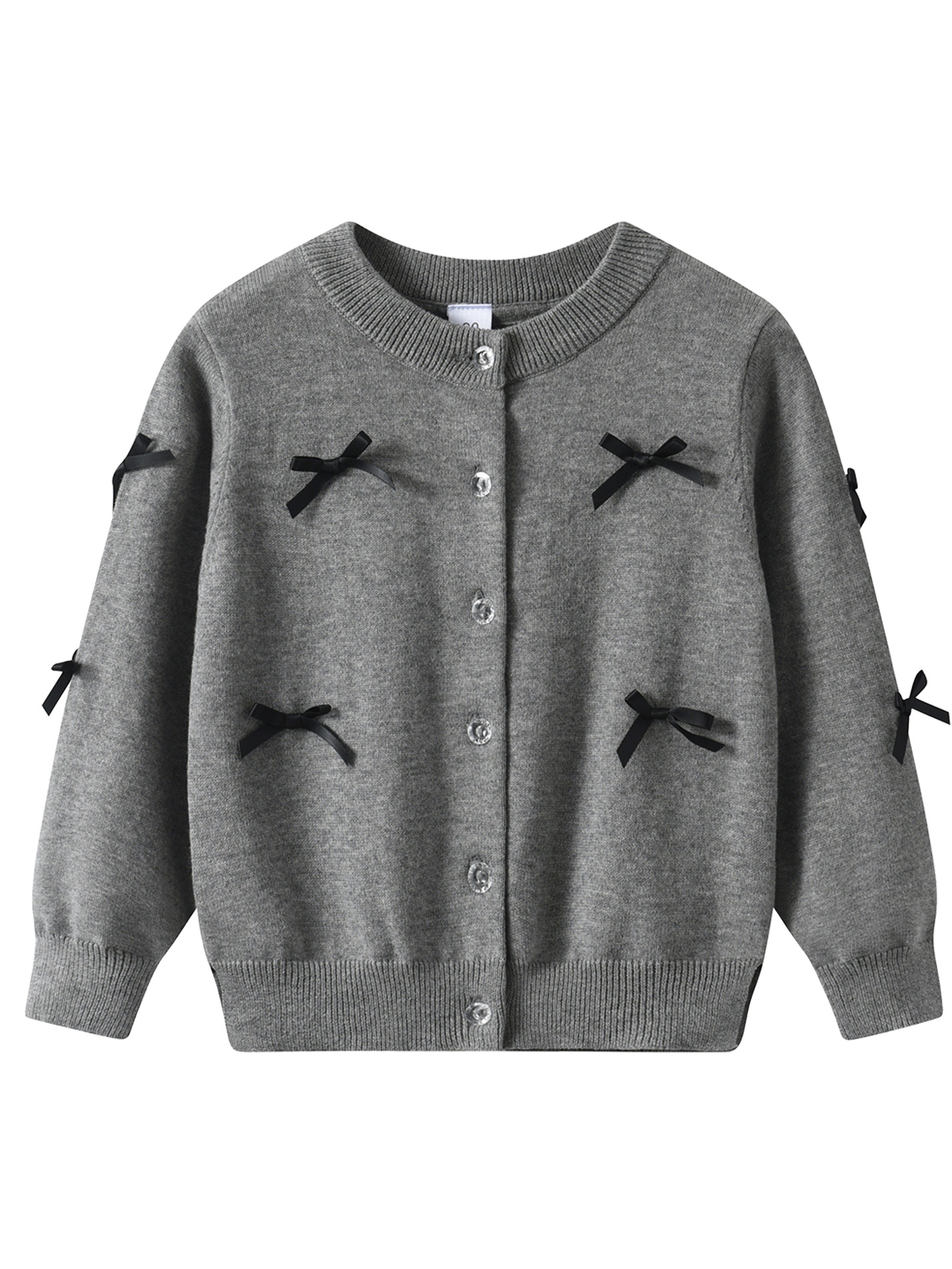 2025春秋蝶結びの女の子のセーターのカーディガンの子供服の純綿の洋風のニットの親子の中の大きい子供服