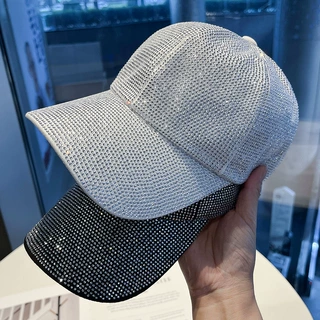 重工超级闪鸭舌帽子女显脸小时髦百搭棒球帽秋冬季圆顶水钻遮阳帽