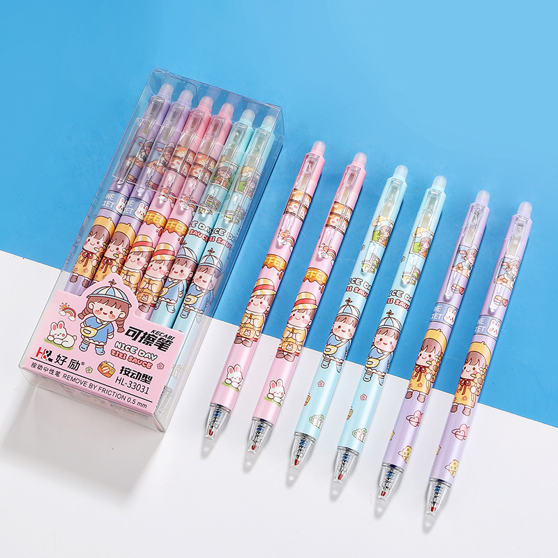 Presione el bolígrafo térmico limpiable de 0.5m cristal azul frotamiento térmico limpiable negro mágico limpiador de bolígrafo negro neutro para estudiantes