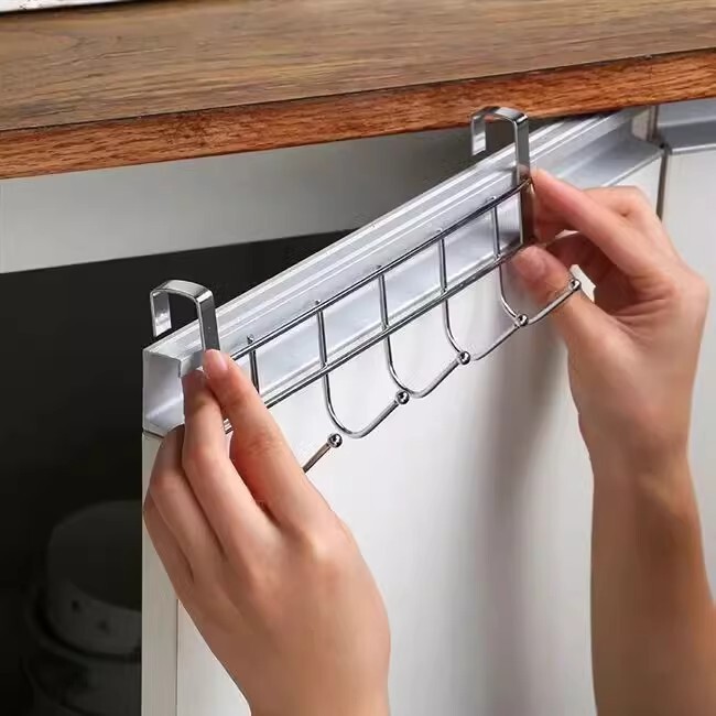 Stainless steel cabinet door rear hook kitchen door back type hanger stainless steel material non-perforated seamless creative hanger Stainless steel cabinet door rear hook kitchen door back type hanger stainless steel material non-perforated seamless creative hanger