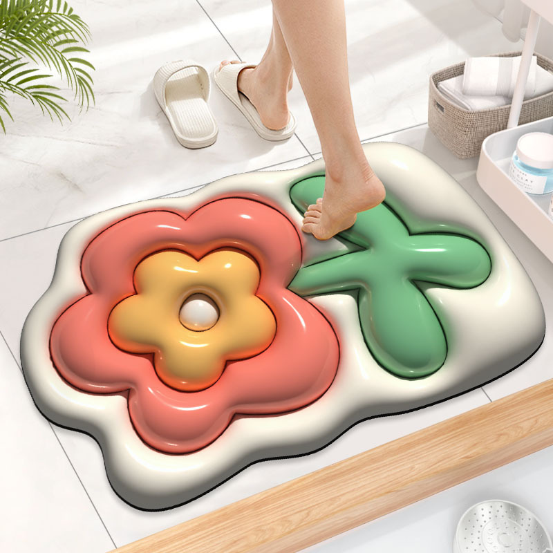Alfombra de piso de expansión tridimensional 3D baño alfombra absorbente de barro de diatomeas baño puerta del baño alfombra del hogar alfombra antideslizante alfombra del piso