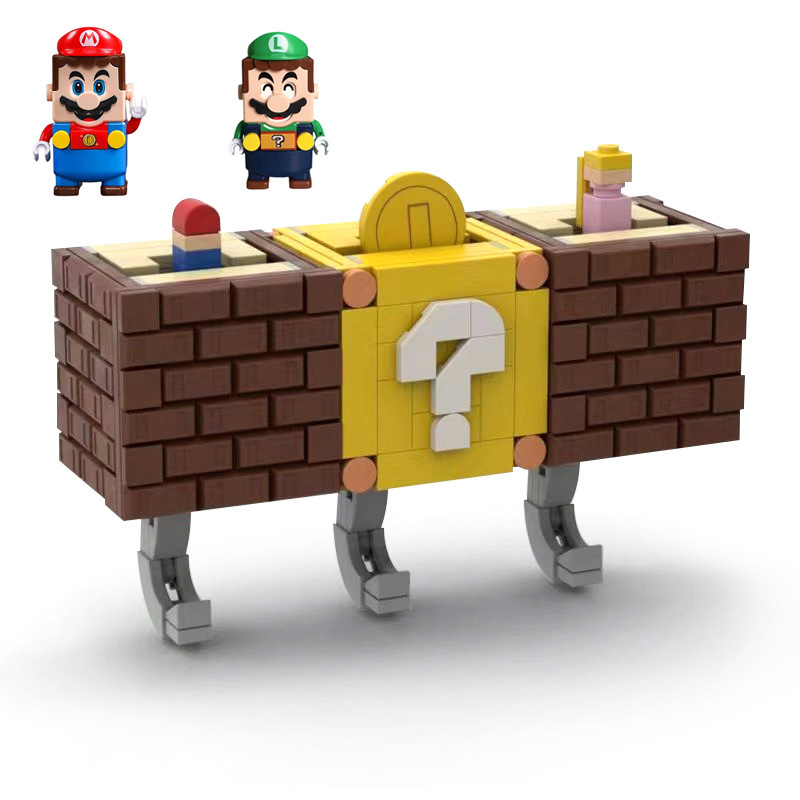 レゴクリエイティブMOCスーパーマリオマリオ疑問符ボックスビルディングブロックキーフック組み立て教育玩具に適しています。|undefined