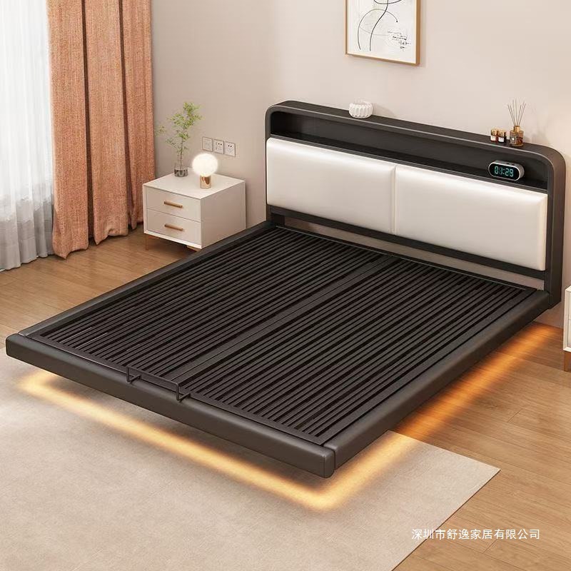 悬浮床铁艺床卧室不锈钢悬空铁架床出租屋钢架床现代简约双人床