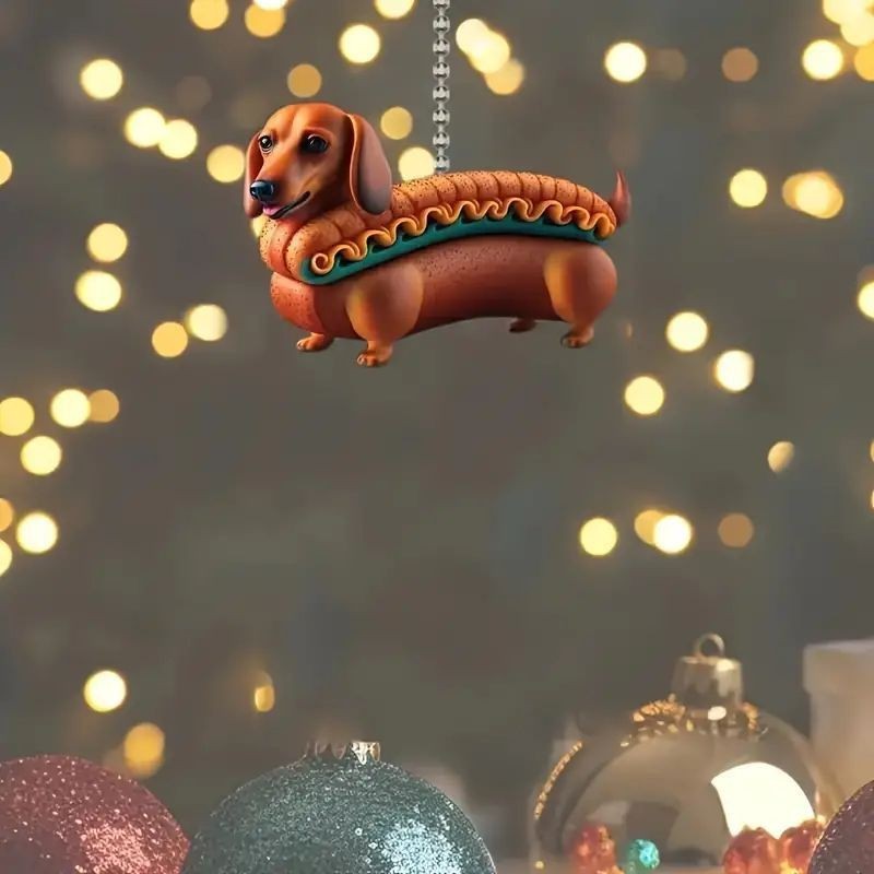Acrílico creativo salchicha perro colgante plano transfronterizo espejo retrovisor interior decoración colgante colgante para el hogar fiestas colgante