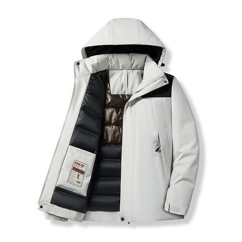 Autumn and winter new couple's cotton-padded jacket, windproof and warm, with graphene lining and stand-up collar, hooded men's cotton-padded jacket.