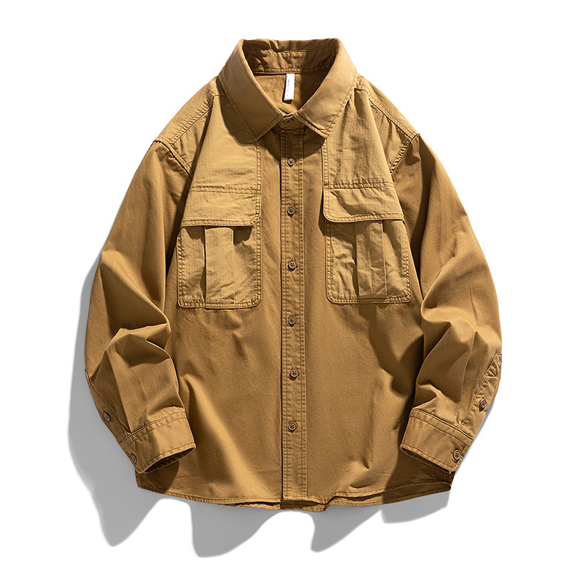 Men's Clothing work shirt men's autumn ins loose brand military style jacket handsome oversize retro jacket_voghion.com