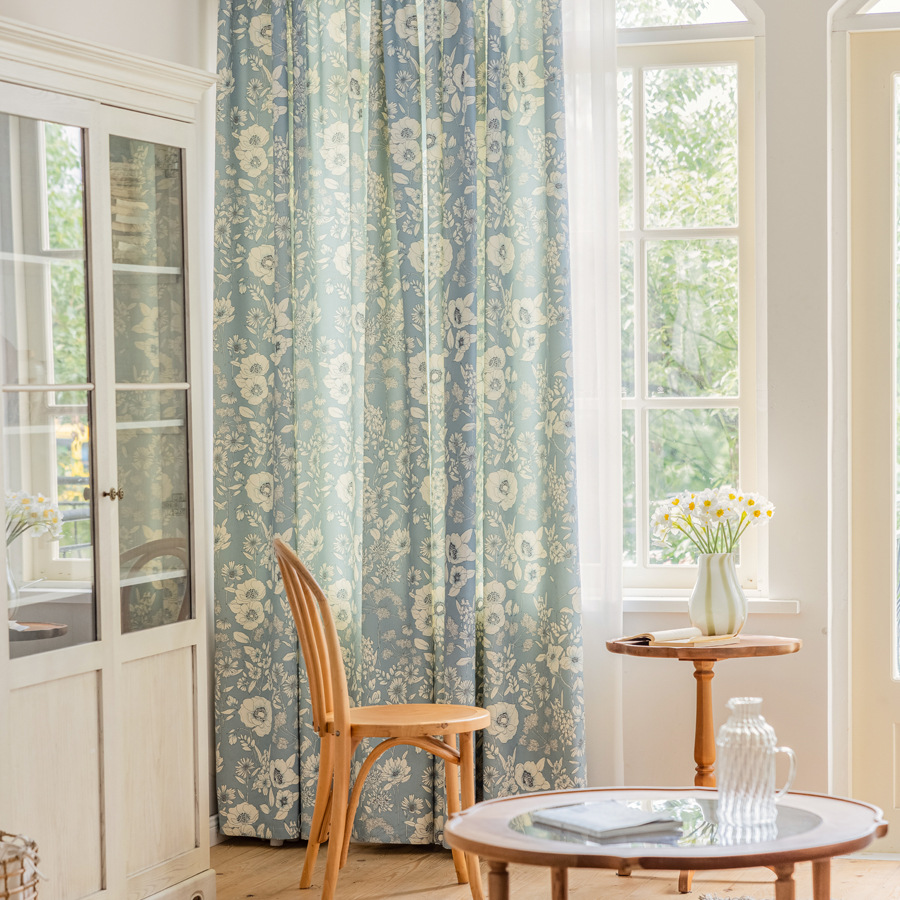 Transfronteriza cortina americana pastoral sombreado cortina tela salón dormitorio balcón cortina Amazon fábrica al por mayor