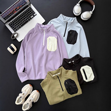 儿童秋冬加绒糯糯衣logo印花立领户外上衣一件代发包邮