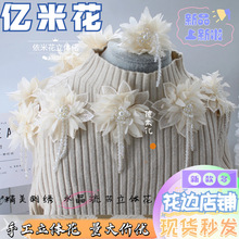 欧根纱立体花刺绣婚纱礼服重工手工钉珠花朵水晶流苏花边服装辅料