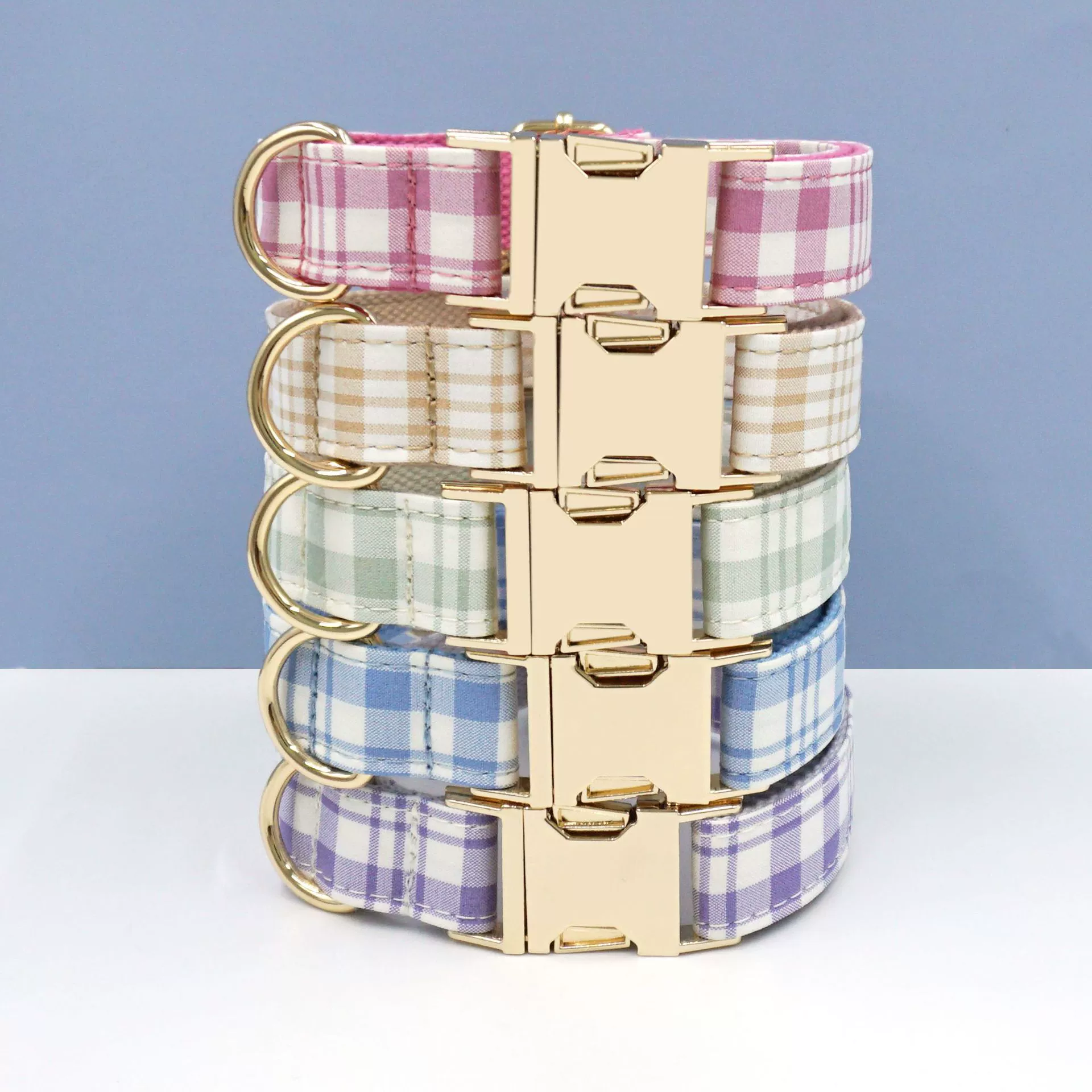 Miha босс новый английский стиль мульти-пигментный клетчатый собачий ошейник Трансграничная оптовая продажа цинкового сплава собачий ошейник