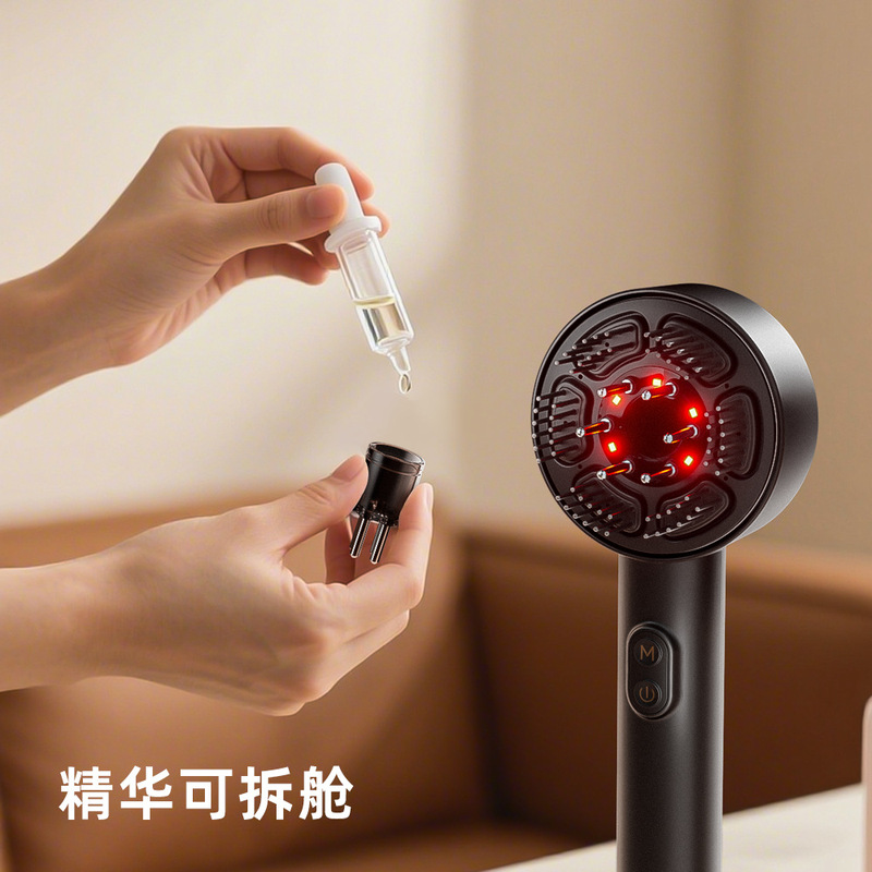 赤色光電気マッサージコーム、頭皮経絡コーム、取り外し可能な液体ガイド、グラブ、振動育毛コームの供給|undefined