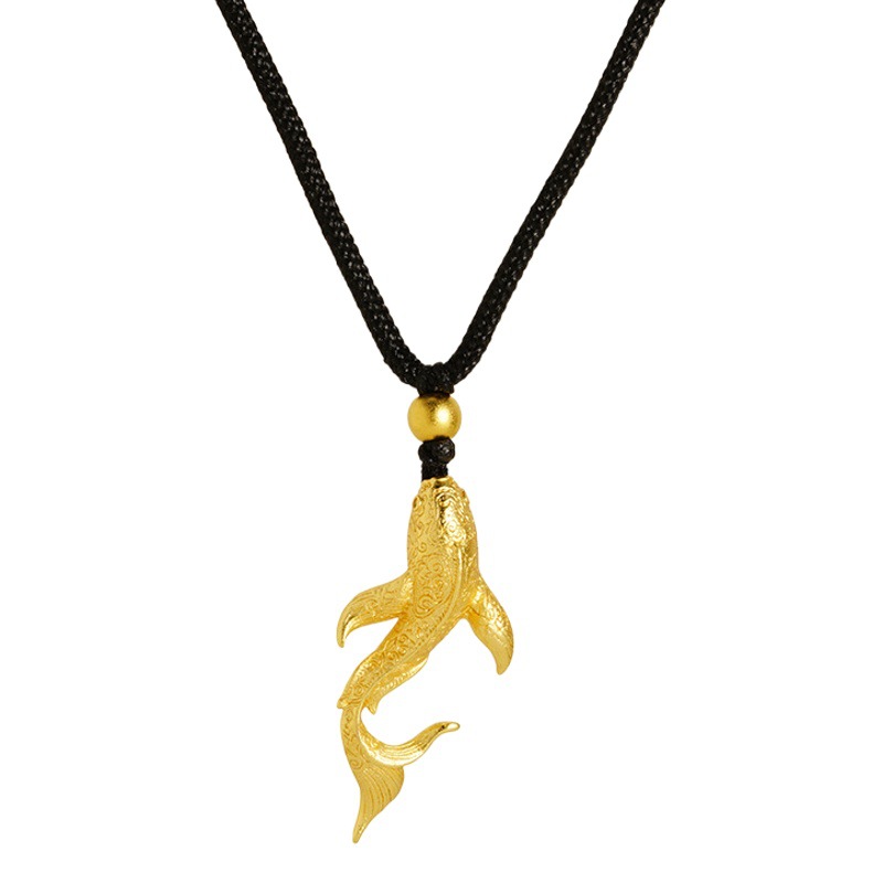 Vietnam arena oro pequeña ballena negro cuerda collar año por año peces chapado en oro Yiwu joyería al por mayor en vivo sala de transmisión colgante caliente
