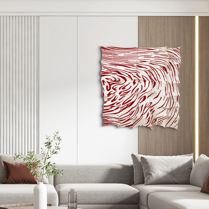简约现代木雕立体浮雕沙发背景墙实物装饰挂画侘寂风玄关客厅油画