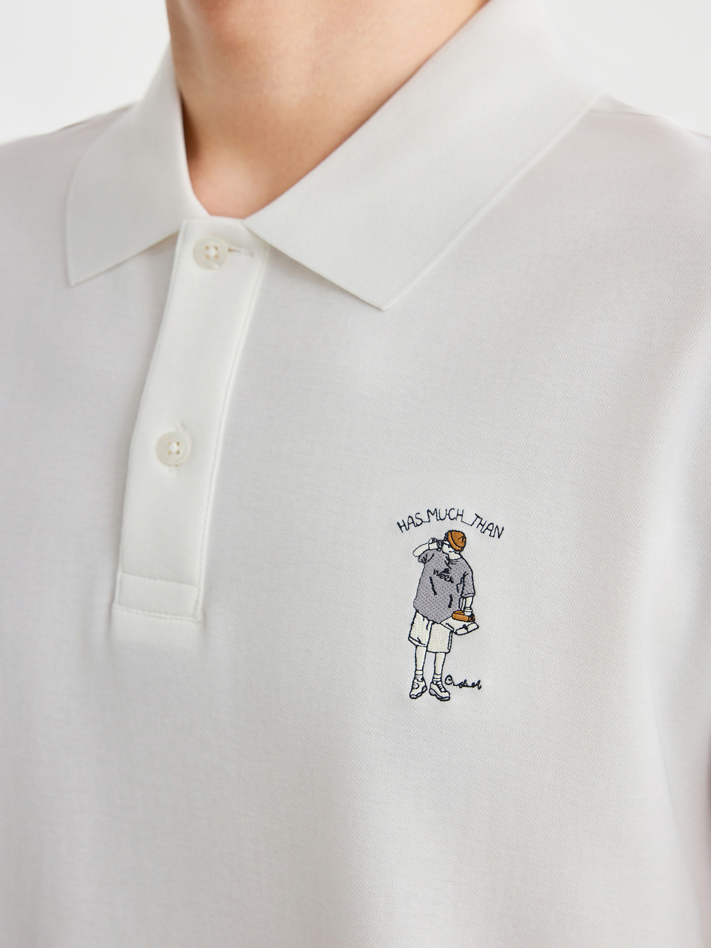 Áo polo nam cổ bẻ thêu họa tiết, tay ngắn, chất liệu cotton pha — đen