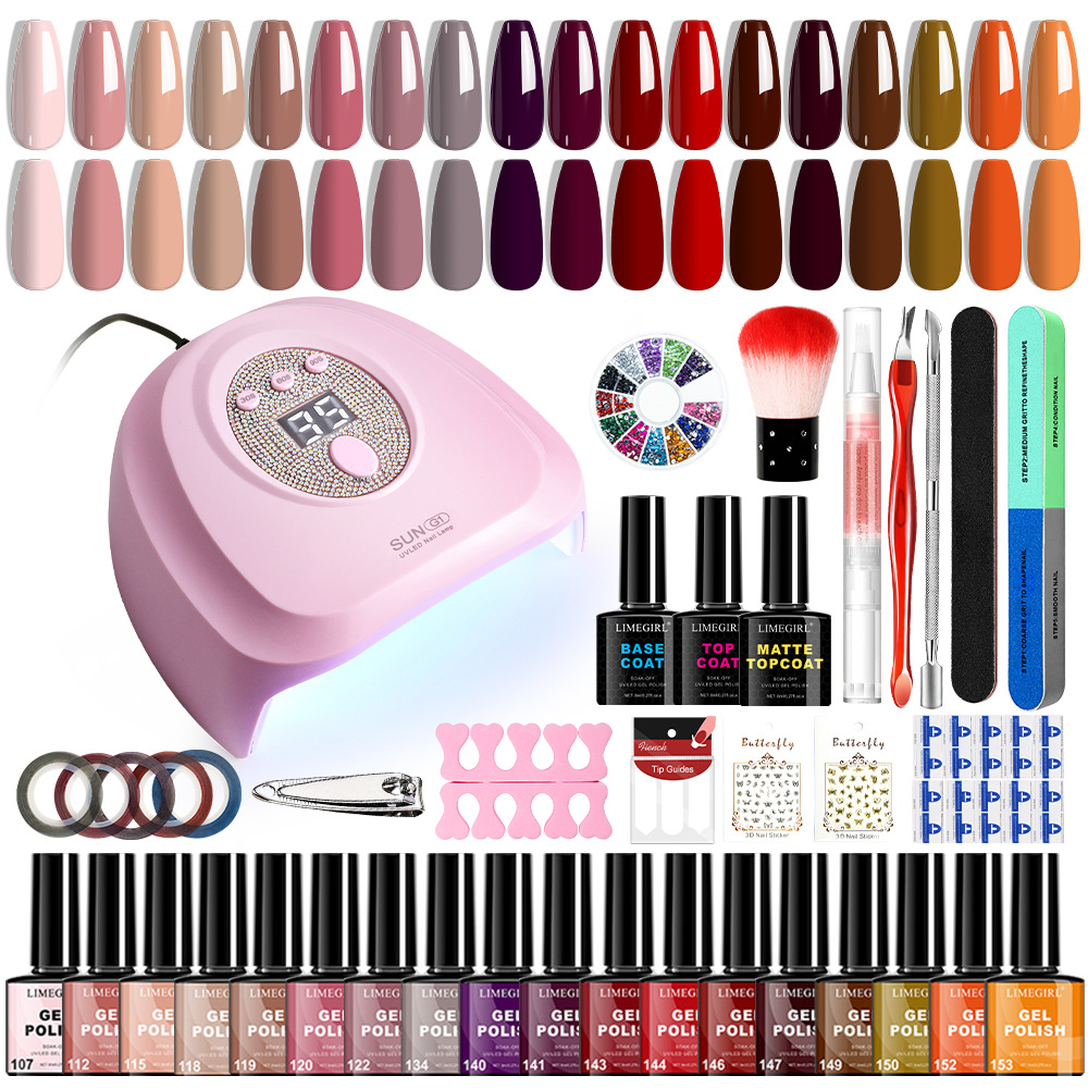 Gel de esmalte de uñas transfronterizo Lámpara de uñas Tienda de uñas Juego completo de herramientas para principiantes y principiantes Gel de esmalte de uñas para el hogar profesional