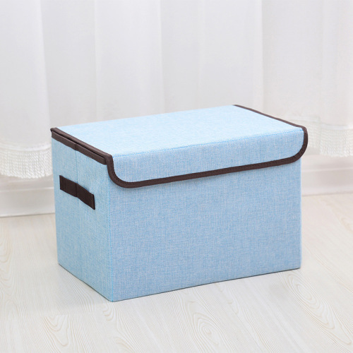 Closet clothes solid color thick cotton linen storage box, portable storage box organizer, non-woven storage box