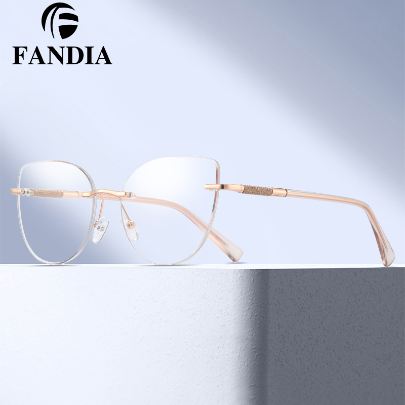 82141 nuevas gafas de moda sin marco de gafas de alta definición, fábrica de gafas de miopía al por mayor en stock