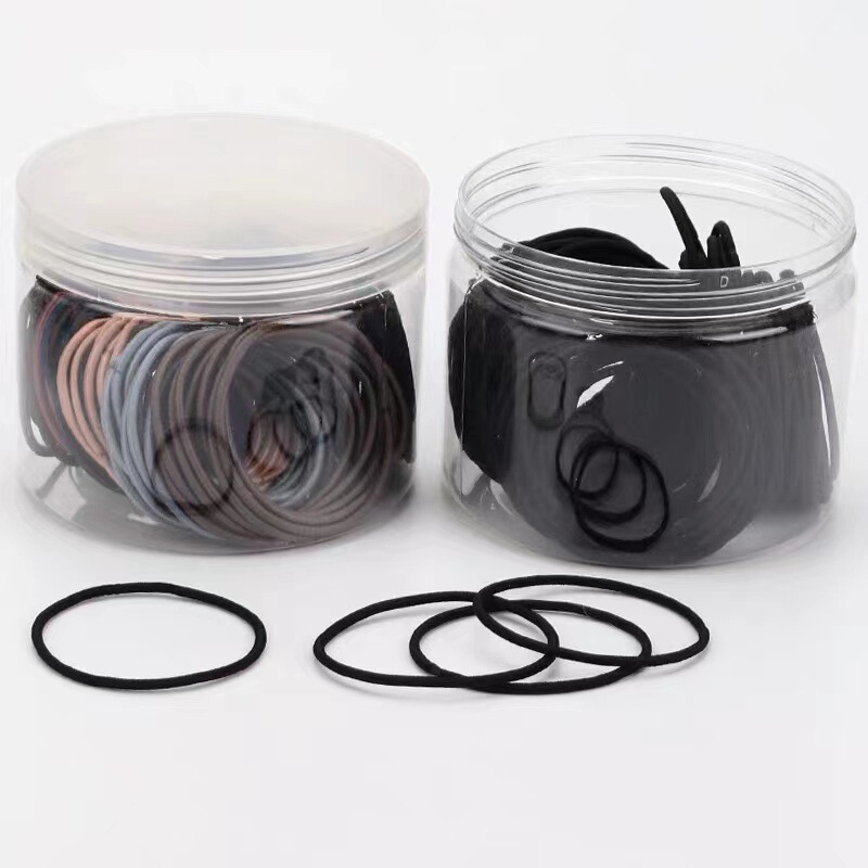 Simple Thin Hair Ring High Elastic Durable Hair Rope Rubber Band Women's Hair Rope Black Small Leather Cover