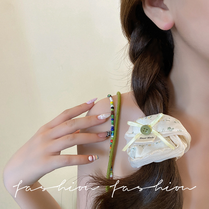 超大黄色碎花方巾大肠发圈女甜美扎头发头绳气质绑低马尾头花发绳|undefined