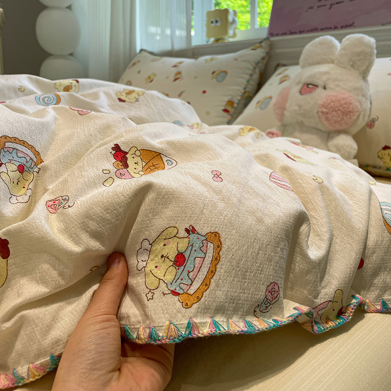 母子級超柔らかい二重糸ベッド4点セットa類水洗綿布団シーツ学生寮3点セット4点セット|undefined