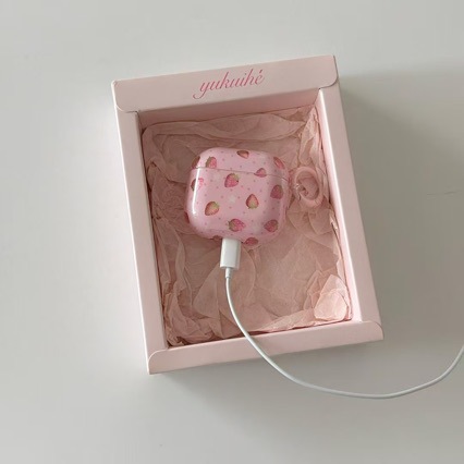 Apple AirPods 4-avlod Pro3 Bluetooth quloqchinlari uchun Pro2 simsiz Polka nuqta qulupnayli poydevor g'ilofi