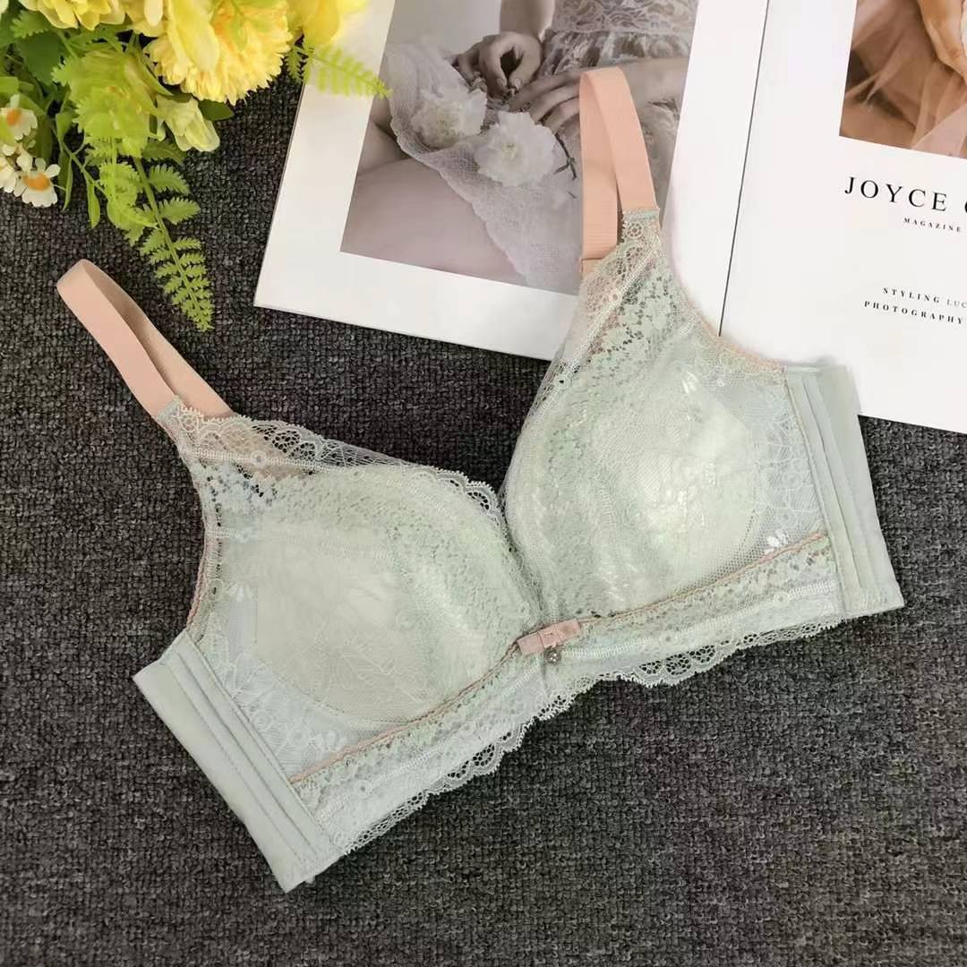 Nuevo sujetador de moda de encaje jacquard transpirable y cómodo ajuste lateral de pecho de cuatro filas de botones ropa interior mujer
