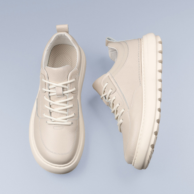 Otoño y invierno de la capa superior de piel de vaca nuevos zapatos casuales de hombre zapatos transpirables de cuero con suela gruesa zapatos de cuero de hombre zapatos de hombre