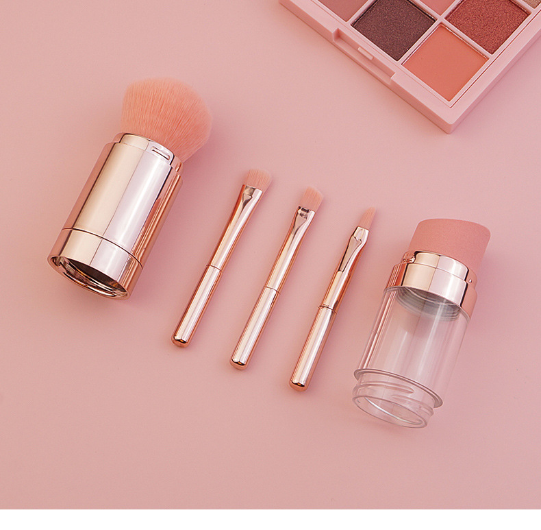 New Five-in-one Makeup Brush Multifunctional Portable Makeup Brush Powder Puff Set Wholesale display picture 3