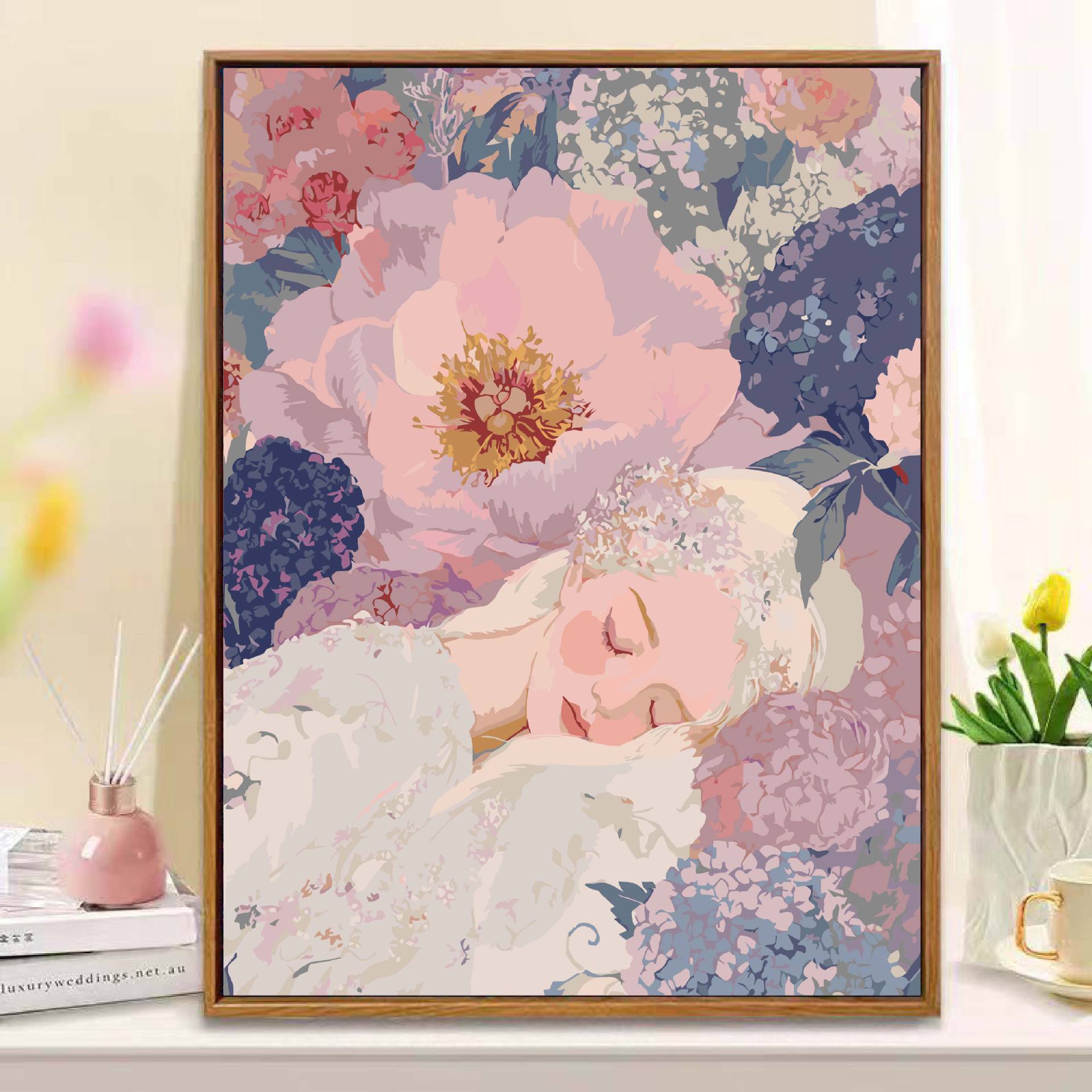 Fada de flores diy pintura al óleo digital curar el departamento de alta belleza acrílico descompresión pintura a mano pintura de color artesanal