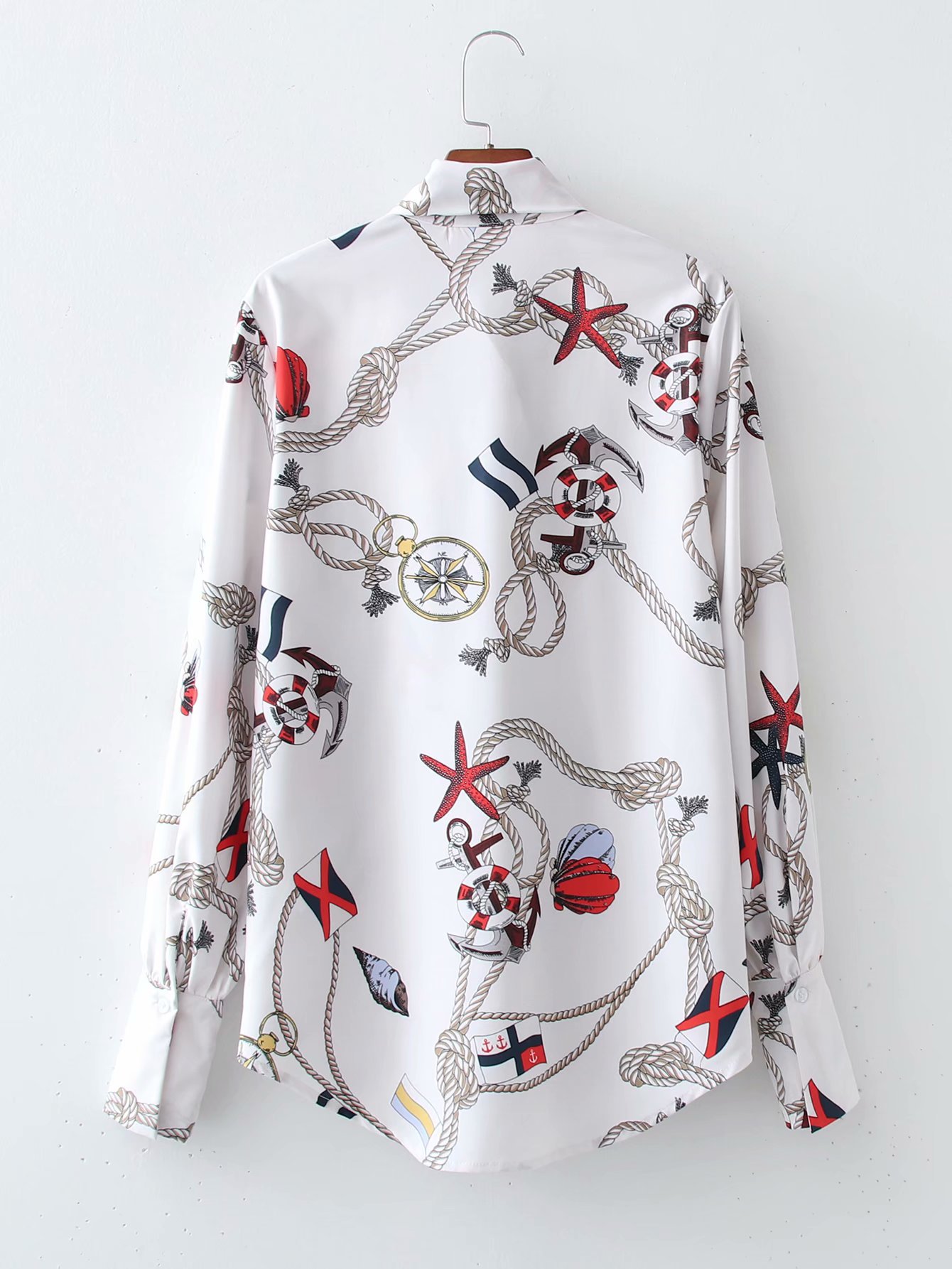 chain print knotted blouse  NSAM47457