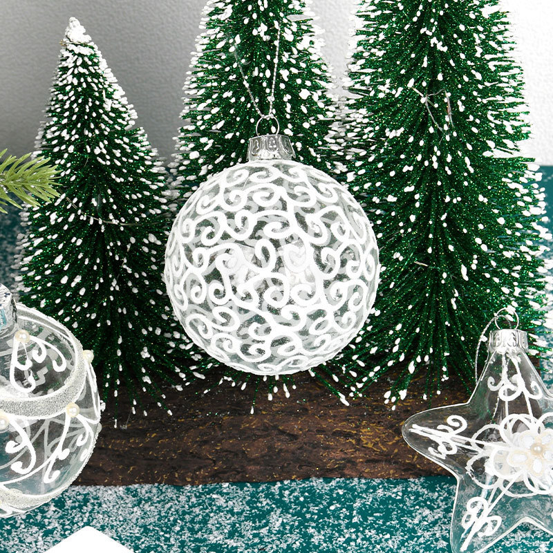 Decoración de Navidad pintada a mano bola de vidrio transparente colgante árbol de Navidad colgante bola colgante diseño de ventana