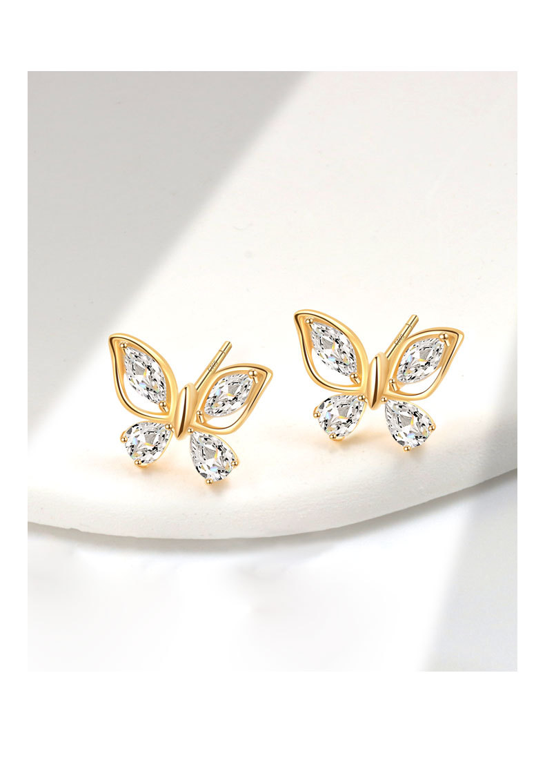 1 Paar 925 Sterling Silber 925 Sterling Silber Ohrringe Schmetterling Kleine Ohrstecker display picture 8