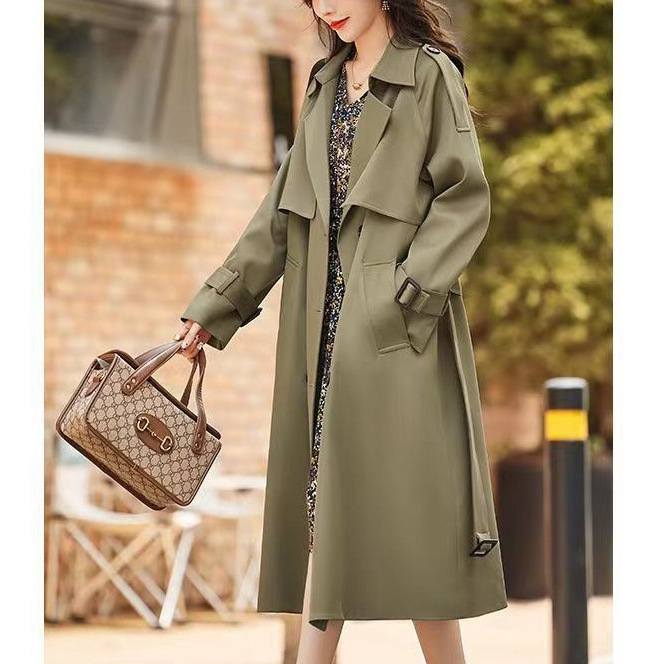 Windbreaker Women's Mid-length 2024 Autumn New Fashion High-end Sense Casual Loose Elegant Popular Coat Jacket