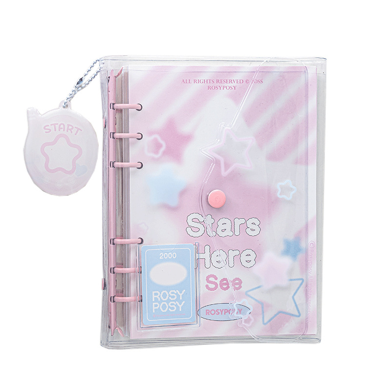 RosyPosy Soft set Girl Heart Star Book botón a presión libro de hojas sueltas viene con almacenamiento Goo libro de mano Notebook image 7