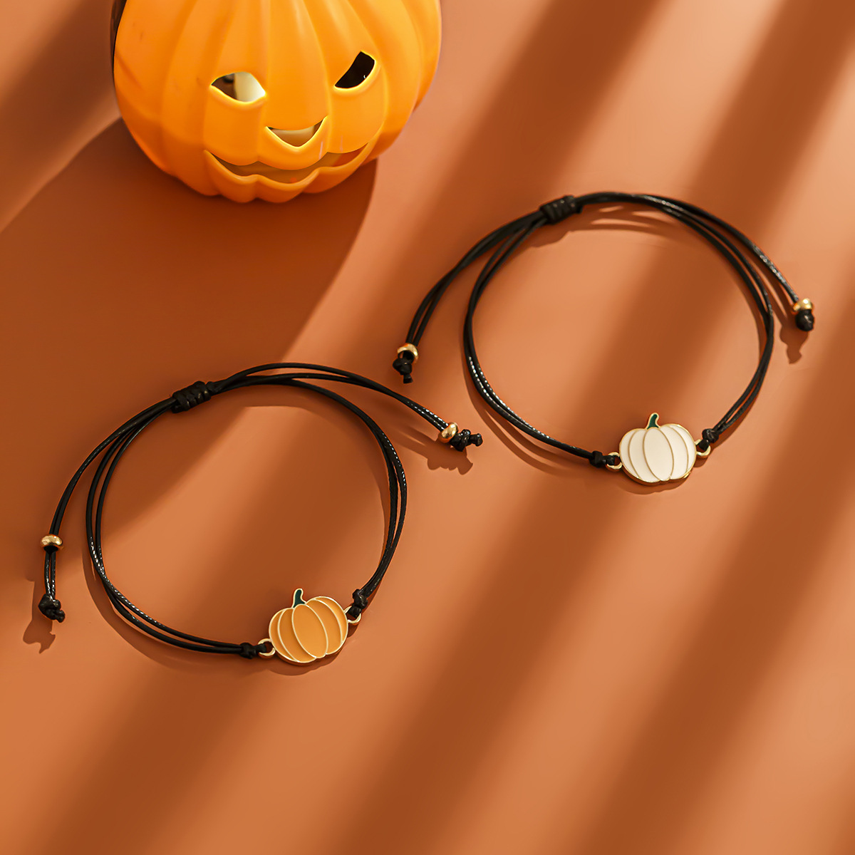 Halloween ghost leather wax line bracelet, dark wind bat alloy bracelet set_voghion.com