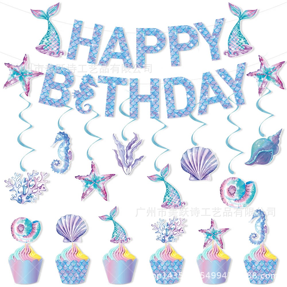 Transfronterizo nuevo tema de sirena fiesta de cumpleaños decoración de la torta soporte de la torta postre Mesa decoración de soporte de la torta