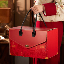 手提新年包装盒现货红色礼盒子空盒大号高级感坚果熟食过年礼盒