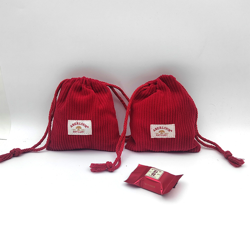 厂家新款灯芯绒抽绳袋文玩首饰珠宝戒指手串喜糖包装袋批发价定制