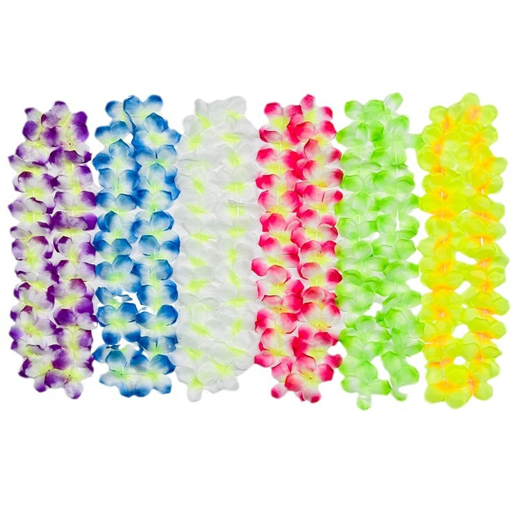 Hawaiian poliéster 50 guirlandas conjunto de guirlandas de cuello guirlandas de fiesta de cumpleaños