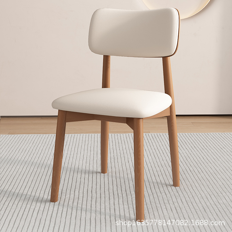 Silla de comedor de madera sólida nórdica, silla de comedor de hotel, silla de respaldo de fábrica, taburetes de comedor modernos y simples