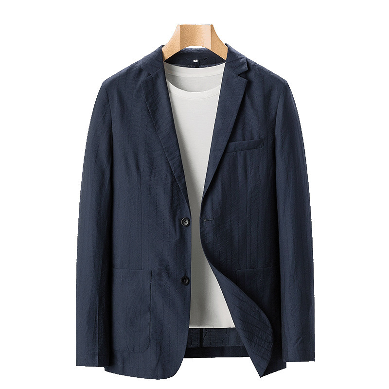 2024 Summer Ultra-Thin Suit Men's Sun Protection Top Summer Thin Ice Silk High-End Suit Casual Lightweight Jacket Trendy